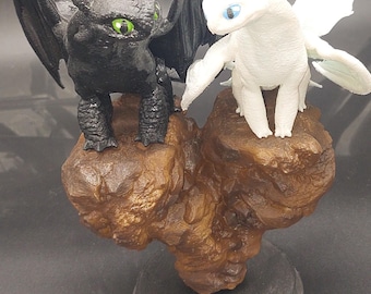 Toothless and light fury diorama