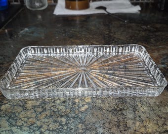 Bandeja vintage de vidrio prensado: plato para joyas con forma de estrella de mediados de siglo