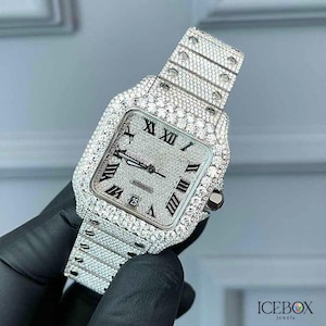 Reloj de lujo con esfera romana, reloj con movimiento automático, reloj con diamantes de moissanita VVS, reloj estilo hip hop completamente helado
