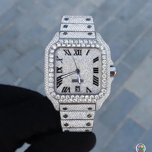 Reloj con esfera romana de CALIDAD PREMIUM, reloj con movimiento automático, reloj con diamantes de moissanita, reloj con busto de estilo hip hop, reloj completamente helado