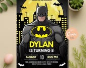 Editable Superhero Birthday Invitation, Bat Superhero Party Invitation, Boys Birthday Party Invite, Superheroes Invitation, Printable