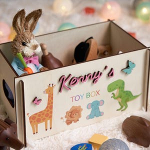 Caja de juguetes personalizada para niños, regalo personalizado para bebé, baúl de juguetes de madera con nombre, caja de almacenamiento de juguetes, regalo para baby shower