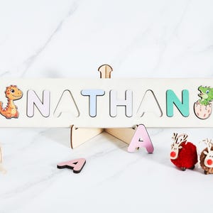Rompecabezas personalizado con nombre de bebé hecho a mano, tablero Montessori, regalo personalizado para baby shower, rompecabezas personalizado para niños pequeños, regalo para bebé niño