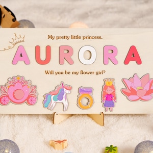 Wooden Name Puzzle for Kids, Personalized Toddler Learning Toy, Custom Wooden Gift, Baby Girl Gift, Nursery Decor