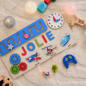 Personalized Name Puzzle for Kids, Montessori Busy Board for Toddlers, Wooden Sensory Toy, Custom Wood Puzzle, Baby Shower Gift