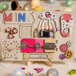 Busy Board for Toddlers, Personalized Wooden Name Puzzle, Toddler Birthday Gift, Custom Kids Name Puzzle, Baby Learning Toy