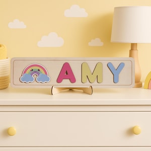 Namenspuzzle für Kinder, Lernspielzeug aus Holz, Namensspiel für Kinder, Geschenk für den ersten Tag