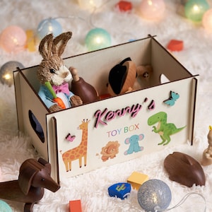 Caja de juguetes personalizada para niños, regalo personalizado para bebé, baúl de juguetes de madera con nombre, caja de almacenamiento de juguetes, regalo para baby shower