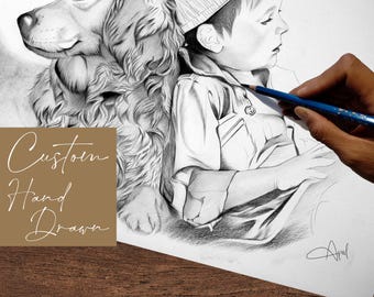 Couple Custom Graphite Portrait: Hand Drawn Commission Art