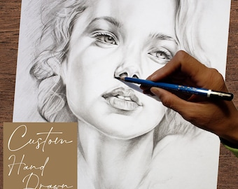Custom Female Pencil Portrait From Photo: Hand Drawn Personalized Drawing Sketch Commission.