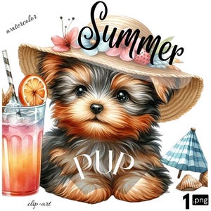 Aquarell Clipart: Sommerwelpe – Transparenter Hintergrund