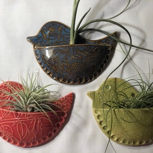 Air Plants Wall Pocket: Ceramic Wall Pocket Planter Holder / Cute Bird Wall Decor / Air Fern Small Wall Vase / Succulent Pocket  Small Vase