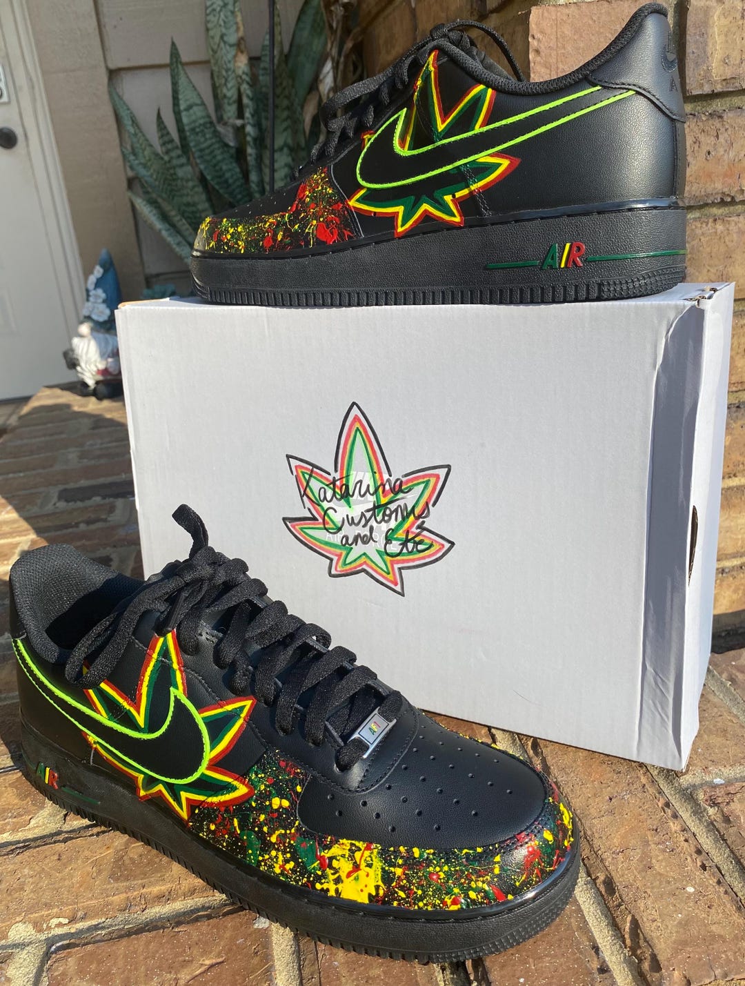 Nike Af1 Rasta Rasta Nike Air Force 1s - Etsy