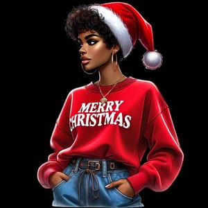 5 imágenes prediseñadas de feliz Navidad de mujeres afroamericanas