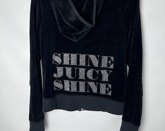 Vintage Y2k SK8 Juicy Couture Velor Zip Hoodie Shine Juicy Shine