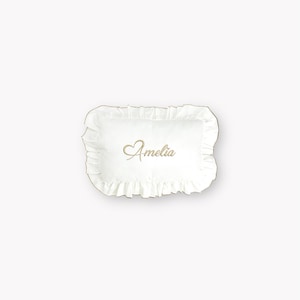 Personalized Ruffle Baby Pillow - Embroidered Name Pillow - Custom Newborn Gift - 10x14.5&#39;&#39; 25x37 cm