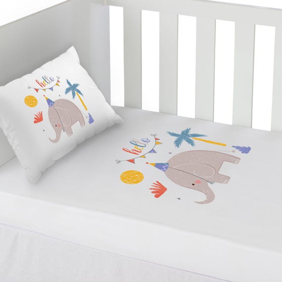Baby Crib Bedding Set Printed 100% Cotton Satin Elegant