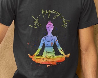 High-Frequency Vibes T-Shirt, Meditation Graphic Tee, Spiritual Yoga Shirt, Positive Energy, Health and Wellness