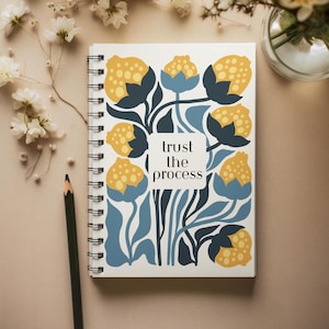 Motivational Floral Boho Spiral Notebook, Gratitude Journal, Self-Care Gift for Her, Inspirational Quotes, Abstract Botanical Note Book