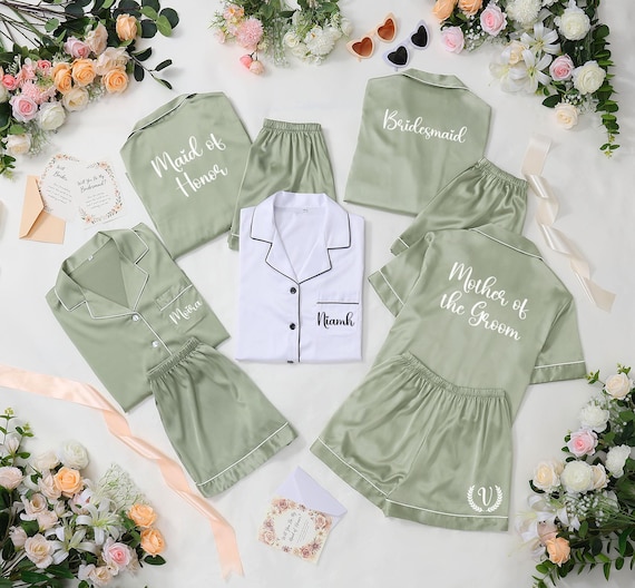 Bridesmaid Proposal Gift, Personalized Satin Pajamas, Matching Bridesmaid PJs, Bride Pajamas, Custom Pajama Set
