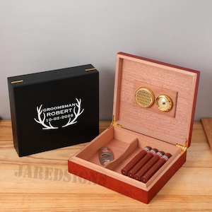 Personalized Cigar Humidor Gift for Men, Custom Cigar Box, Gift for Him, Groomsmen Gifts, Boyfriend Gift, Husband Gift, Father's Day Gift