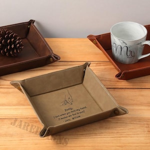 Custom Valet Tray for Dad, Father&#39;s Day Gift, Catch All Table Tray, Gift for Men, Personalized Leather Catchall, Key Tray for Him,Desk Caddy