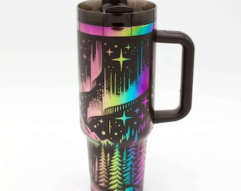 Vaso Aurora Borealis con baño de arcoíris de 40 oz