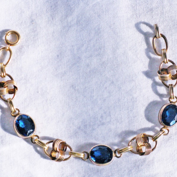 Blue Gold Bracelet Etsy