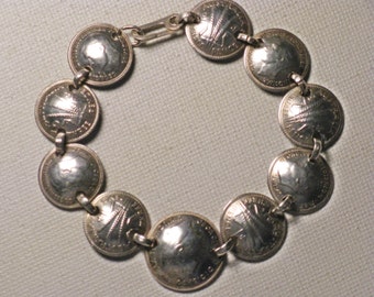 Australian Sterling Silver Vintage WWII 1942-43 Coin Bracelet (BR-2-2)