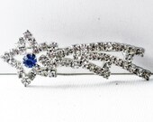 Spilla vintage blu e chiaro con strass stella cadente (B-1-2)