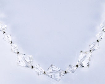 Vintage Trifari Clear Lucite Beaded Choker Necklace (N-1-4)