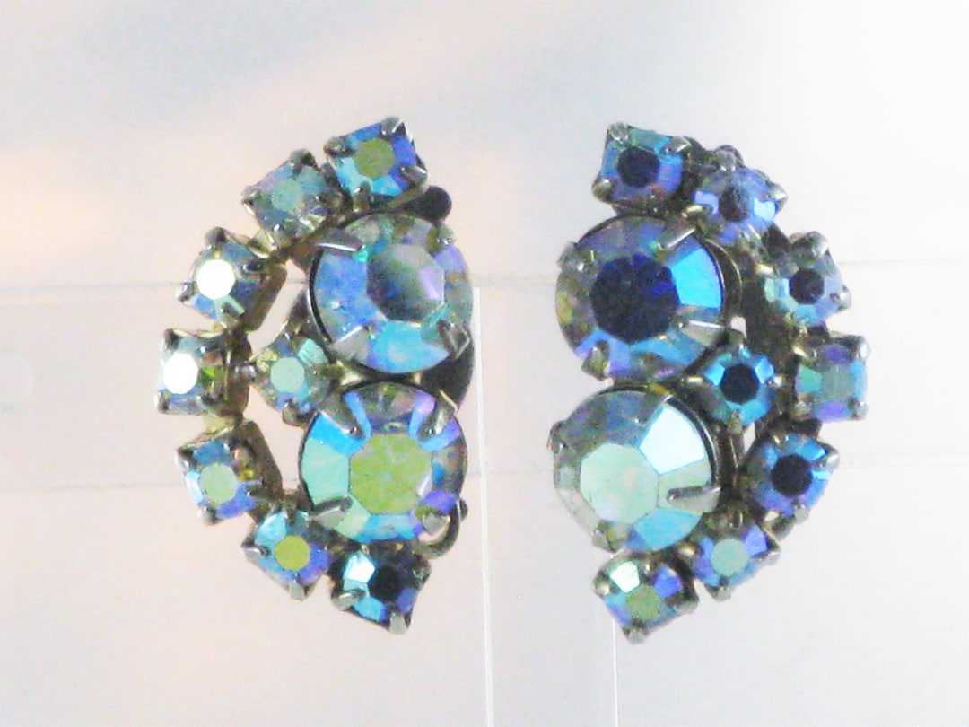 Boucles D'oreilles Vintage Dorées à Strass - Clip - Style Années 80/90 - Occasion