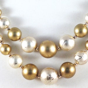 Vintage japanskt halsband med dubbelt pärla i guld och silver (N-1-5)