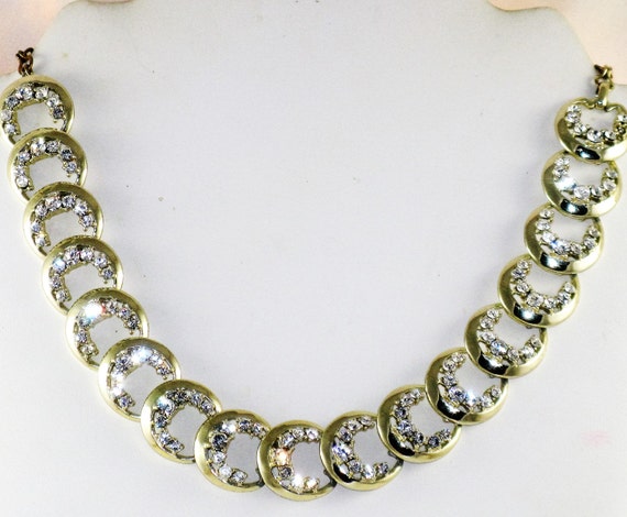 Vintage Silver Tone Clear Rhinestone Necklace (N-2-1)