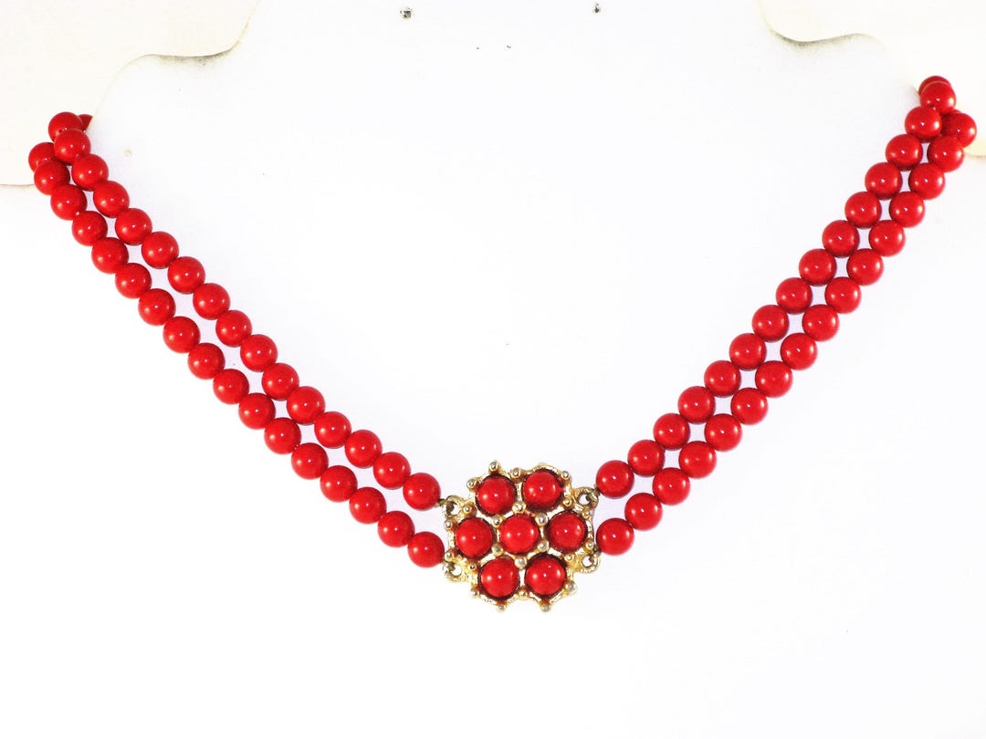 Vintage Red Lucite Floral Choker Necklace N-2-1 - Etsy