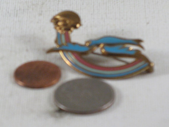 Antique Collectible Enameled Stamped Brass Blue B… - image 3