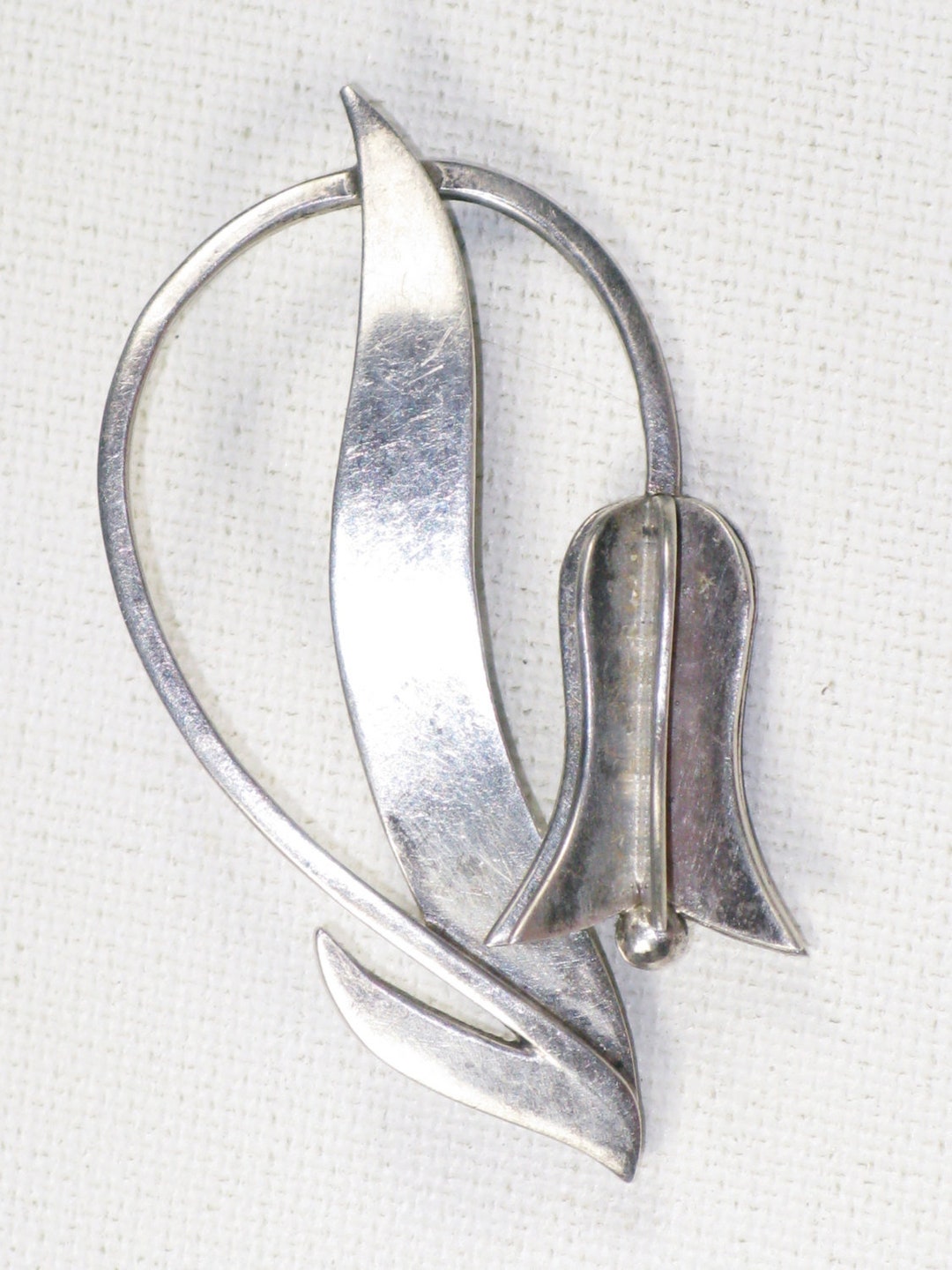 Broche Fleur Tulipe En Argent 925 - Ancienne Et Jolie, Occasion