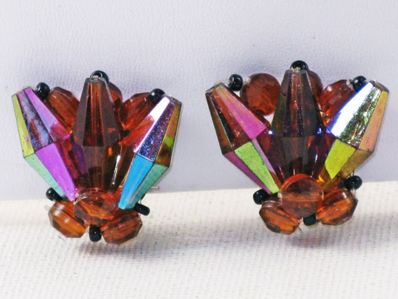West Germany Vintage Faux Iridescent Crystal Trip… - image 3