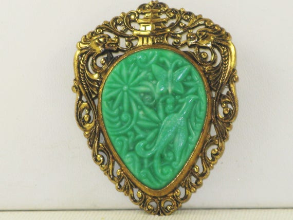 Antique jade brooch deals