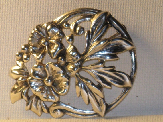 Vintage Danecraft Sterling Silver Floral Brooch P… - image 1