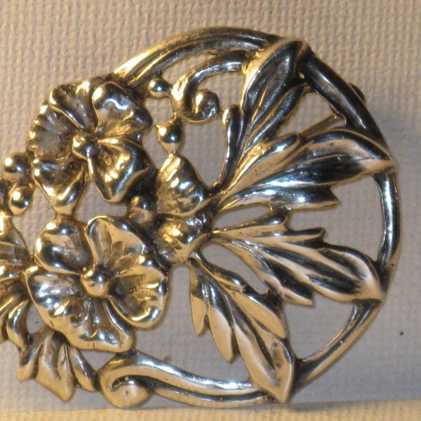 Vintage Danecraft Sterling Silver Floral Brooch Pin (B-3-7)