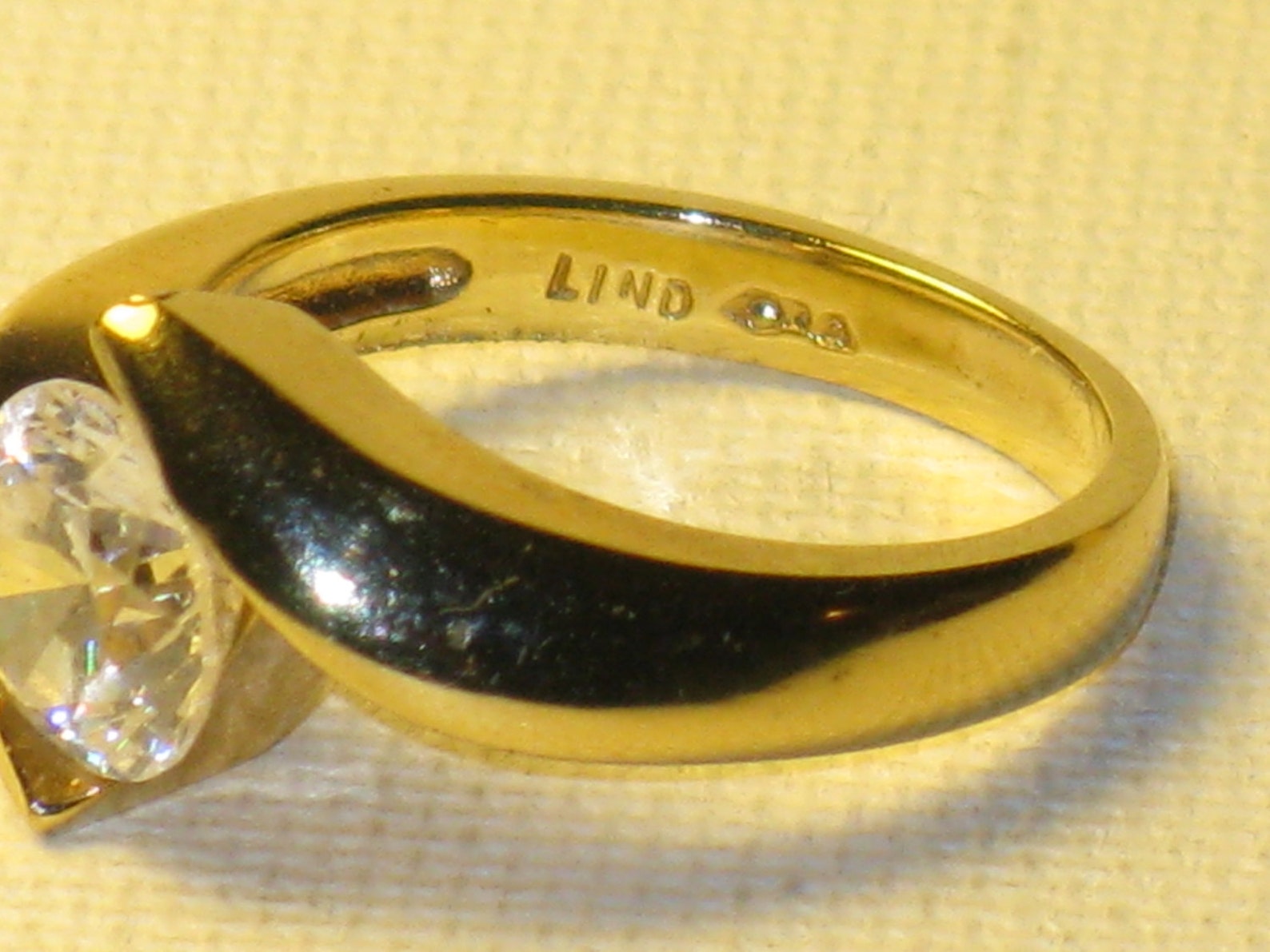 Vintage Lind 14KT HGE Gold Plated CZ Cocktail Ring, NOS New Old Stock