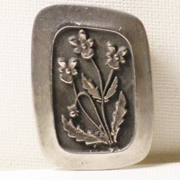 Vintage Rune Tennesmed Sweden Pewter Floral Brooch (B-2-1)