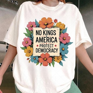 No Kings In America PNG File, Protect Democracy Floral Design, Pro Democracy Sublimation Graphic, Patriotic Retro Political PNG Art