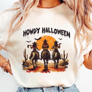 Howdy Halloween PNG, Retro Halloween Png, Funny Halloween PNG, Funny Cowgirl Halloween Shirt Design, Spooky Cute Western Halloween Clipart