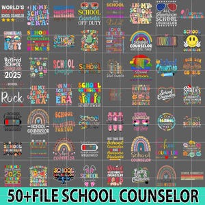 Counselor Png Bundle, School Counselor Sublimation Designs, Retro Groovy School Psychologist Png, Guidance Counselor, Digital File Download