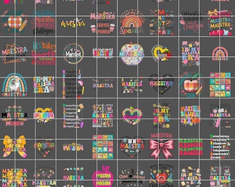 50+ Maestra Png Bundle, Spanish Teacher Clipart Bundle, Latina Teacher Sublimation Bundle Design, Rainbow Maestra Png, Back to School Png
