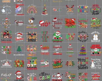 50+ Teacher Christmas Png Bundle, Christmas Pencil Tree Teacher Png, Christmas Books Png, Coquette Teacher Png, Teacher Pencil Png Designs