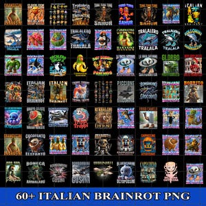 60+ File Italian brainrot bundle png, Italian Brainrot Png, Brainrot Vintage Png, Unhinged Clothes, Trending Png, Meme Png