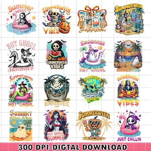 35+ Summerween Png Bundle, Funny Summer-ween Png, Summerween Horror Characters Png, Spooky Summer, Halloween Gift, Year-Round, Beach Skelly